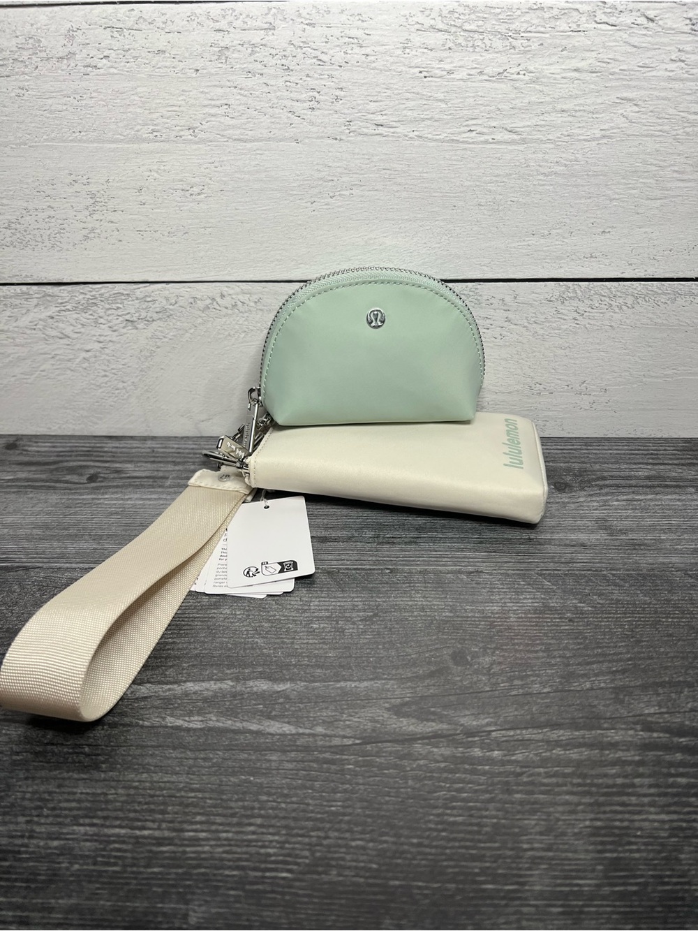lululemon athletica dual pouch wristlet wallet - lite ivory/pelican